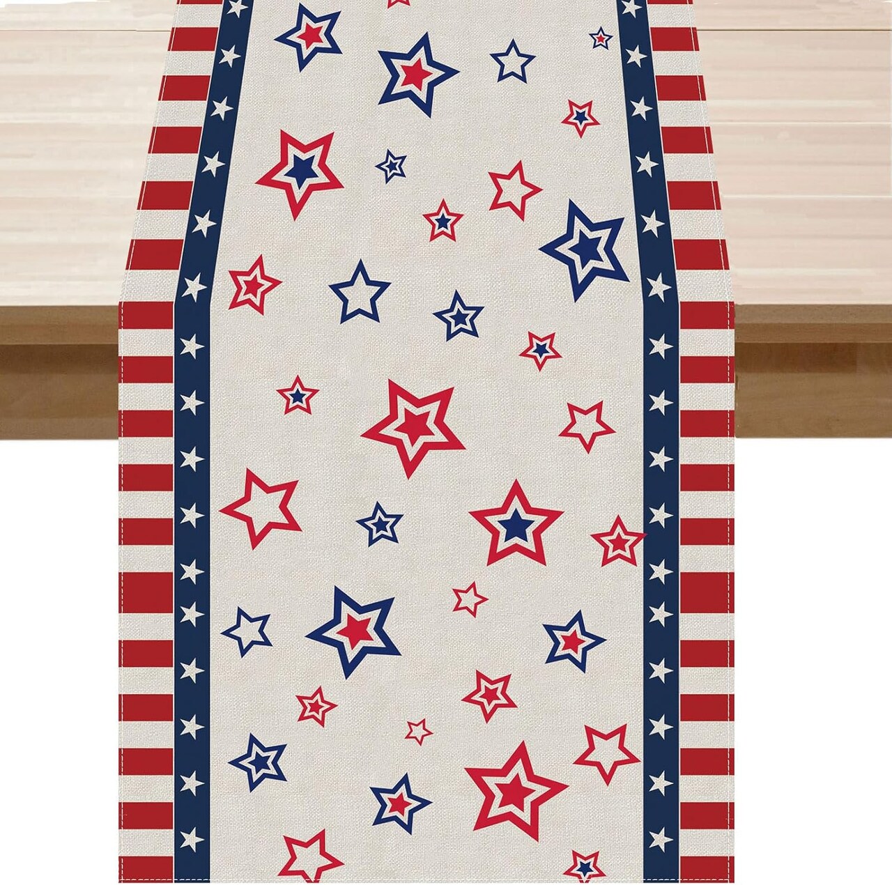 4th of July Table Runner Memorial Day Independence Day Stripe Stars Patriotic America Table Decoration Home Kitchen Dining Indoor Holiday Farmhouse Decor 13x72 Inch